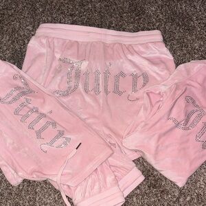 Juicy Couture Light Pink Velour Set with Rhinestones